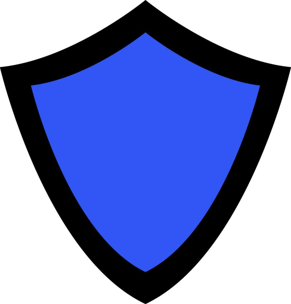 Black abd blue shield in flat style. vector