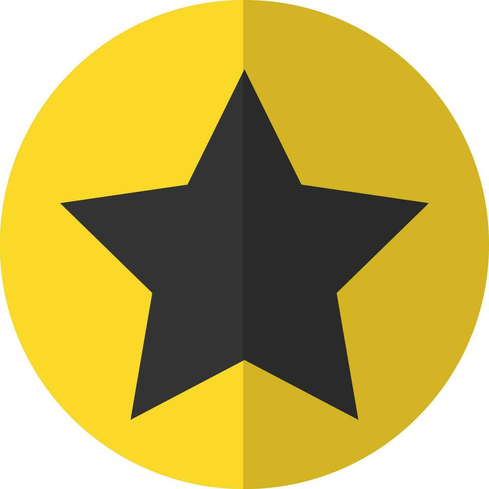 Black star on yellow circle. vector