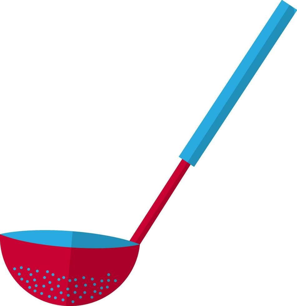 Red and blue kitchen ladle in flat style. vector
