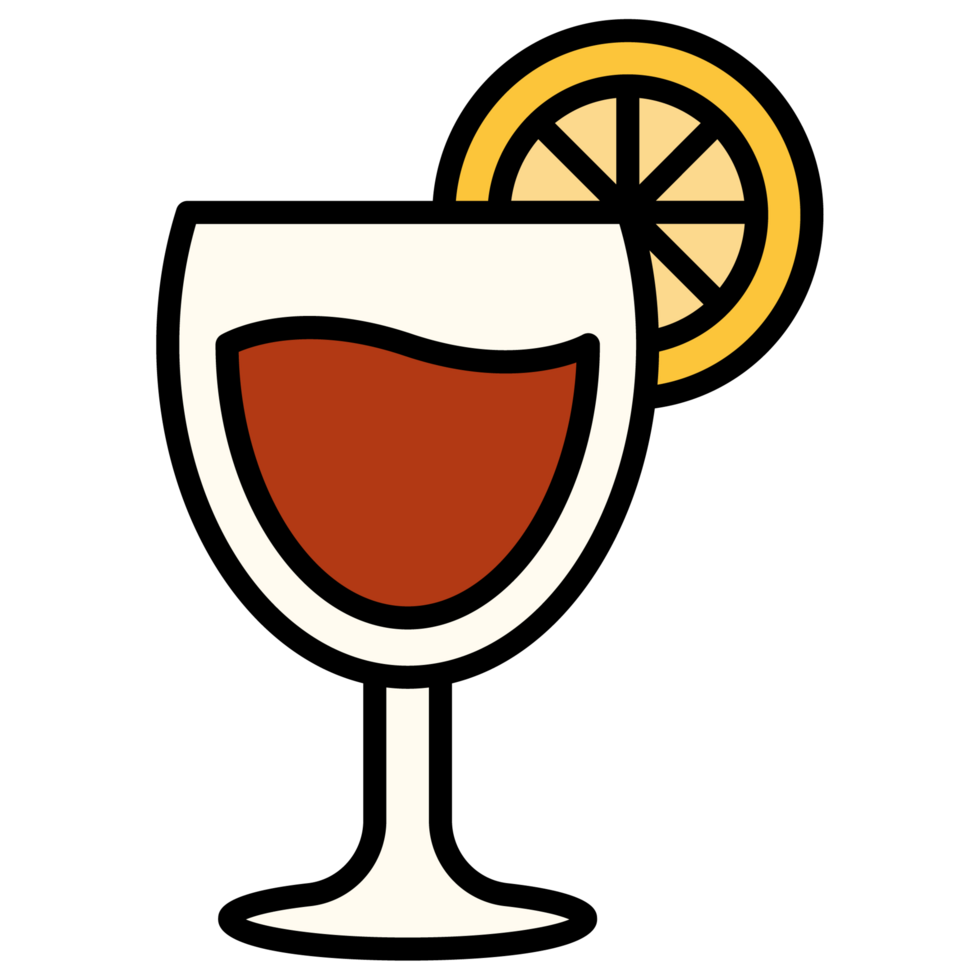 drink glass with cocktail and lemon png