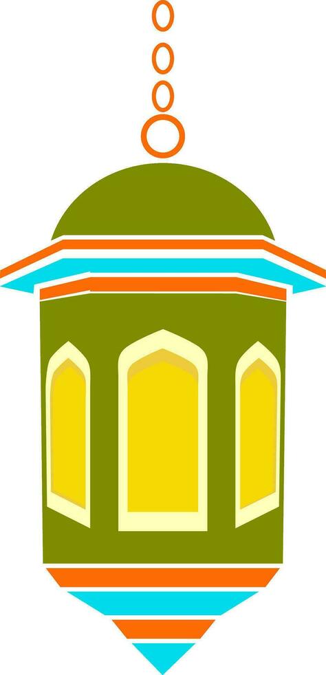 Colorful decorative lamp hanging with chain. vector
