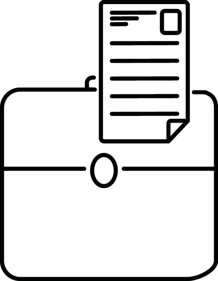 Briefcase with document in flat style. vector