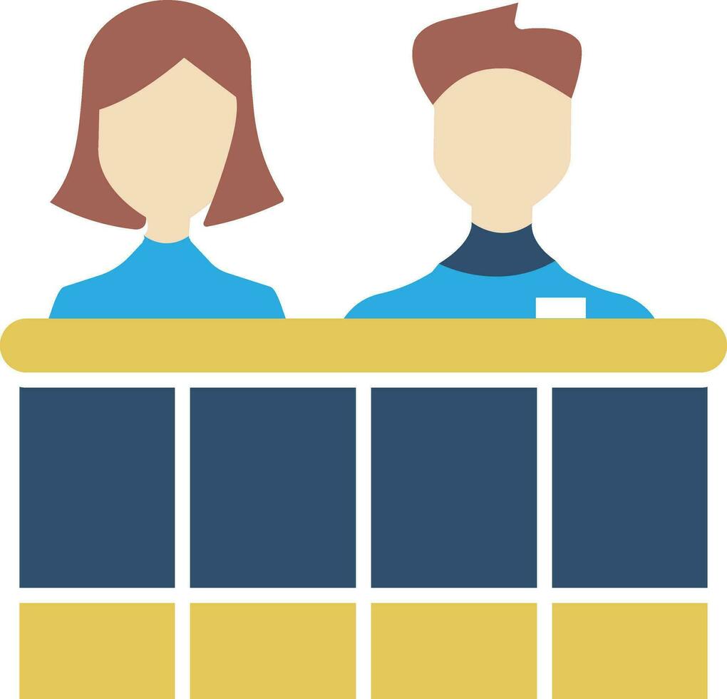 Faceless girl and boy stand on podium. vector