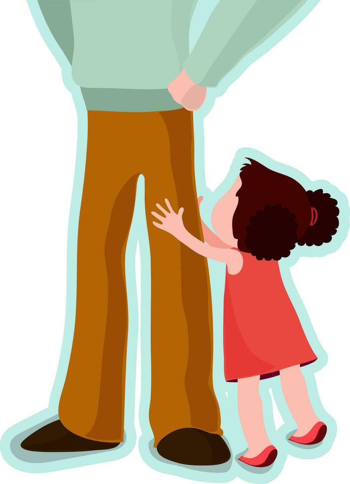 Character of girl child with father. vector