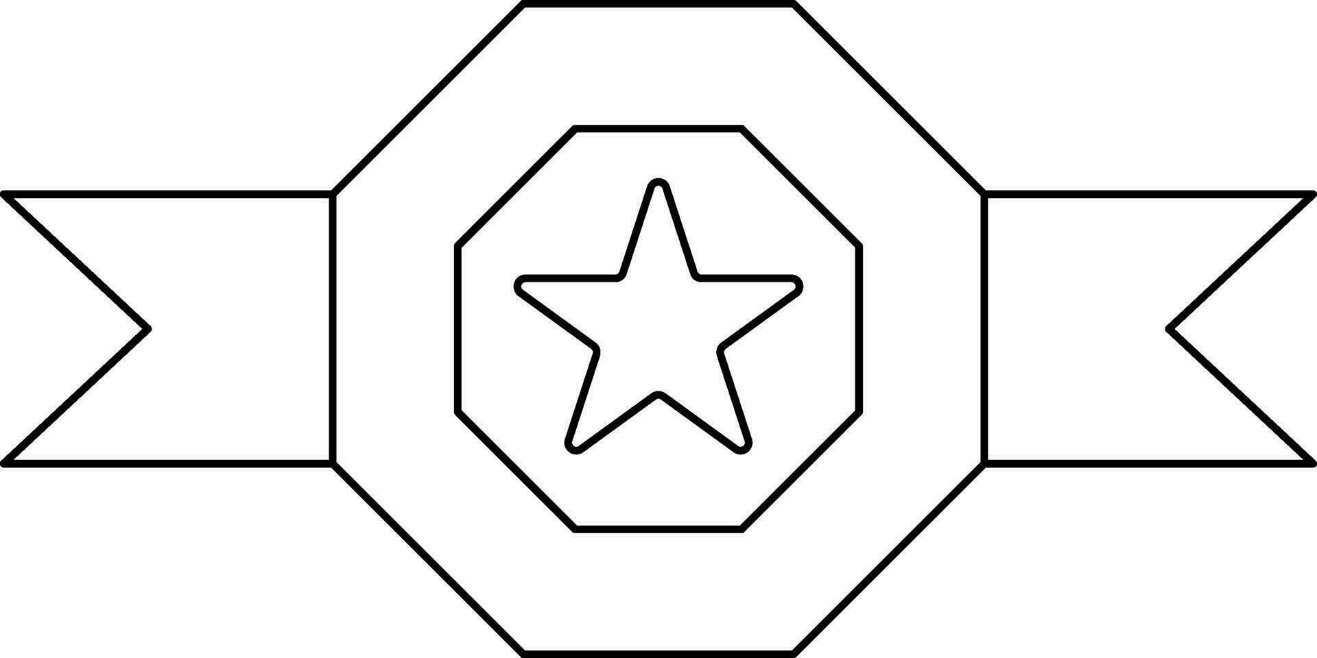 Black line art star decorated belt shape award. vector
