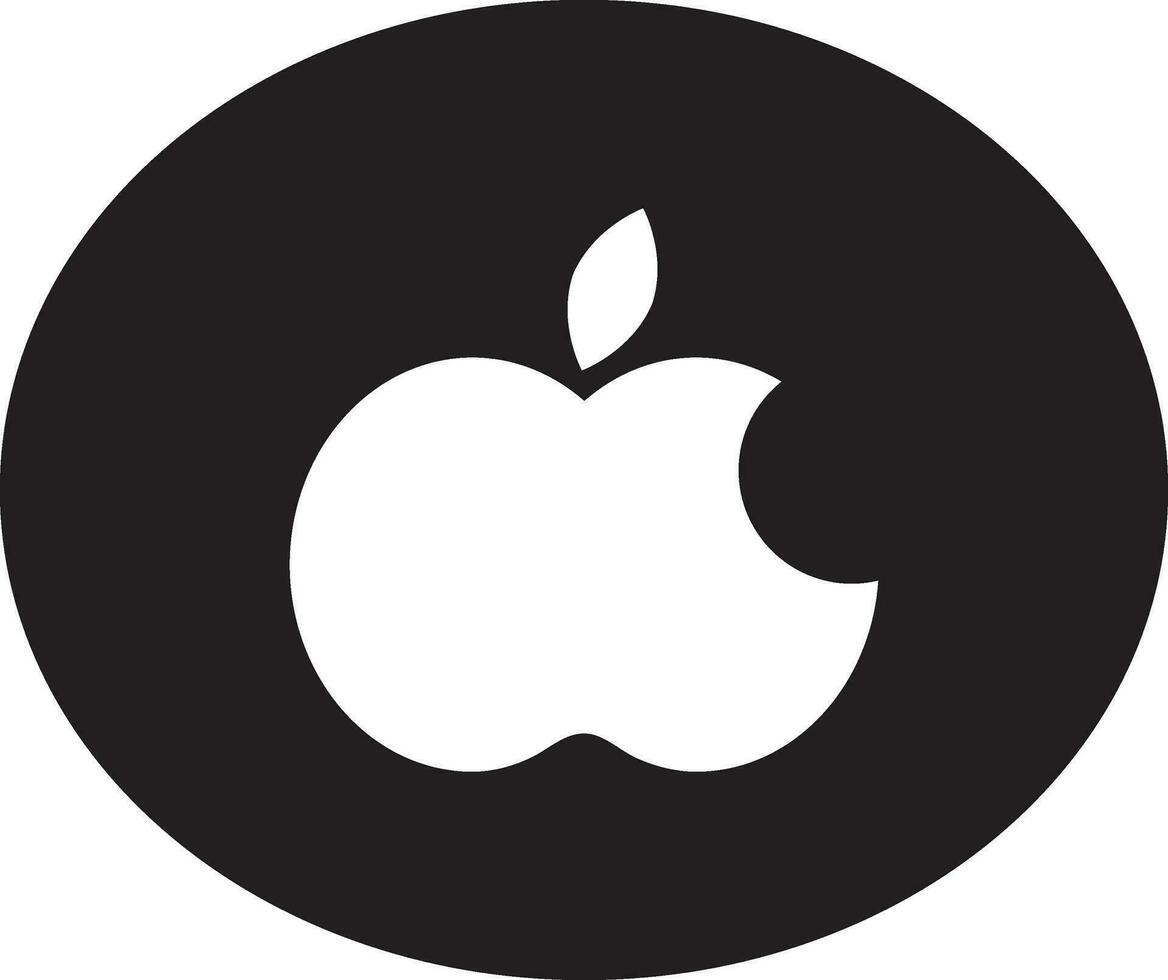 blanco manzana logo en negro círculo. vector