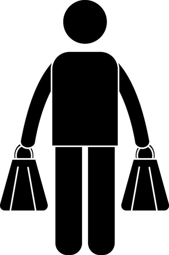 Character of faceless human holding bags. vector