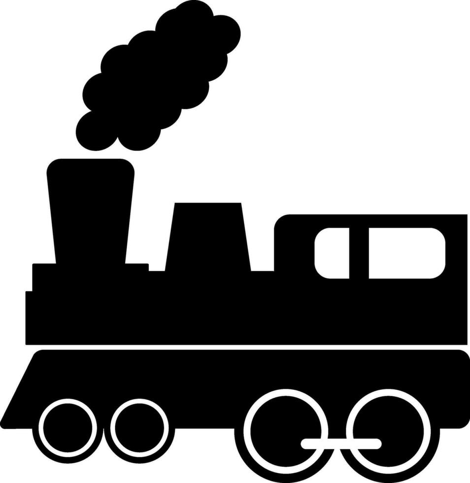 Black and white train in flat style. vector
