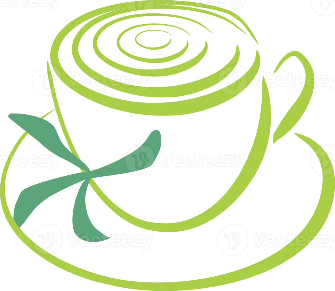 Green tea cup element png