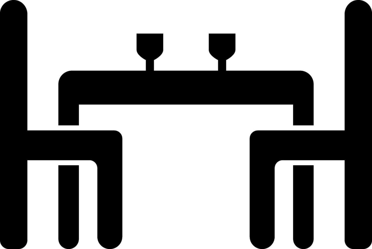 Black two cocktail glasses on table with chairs. vector