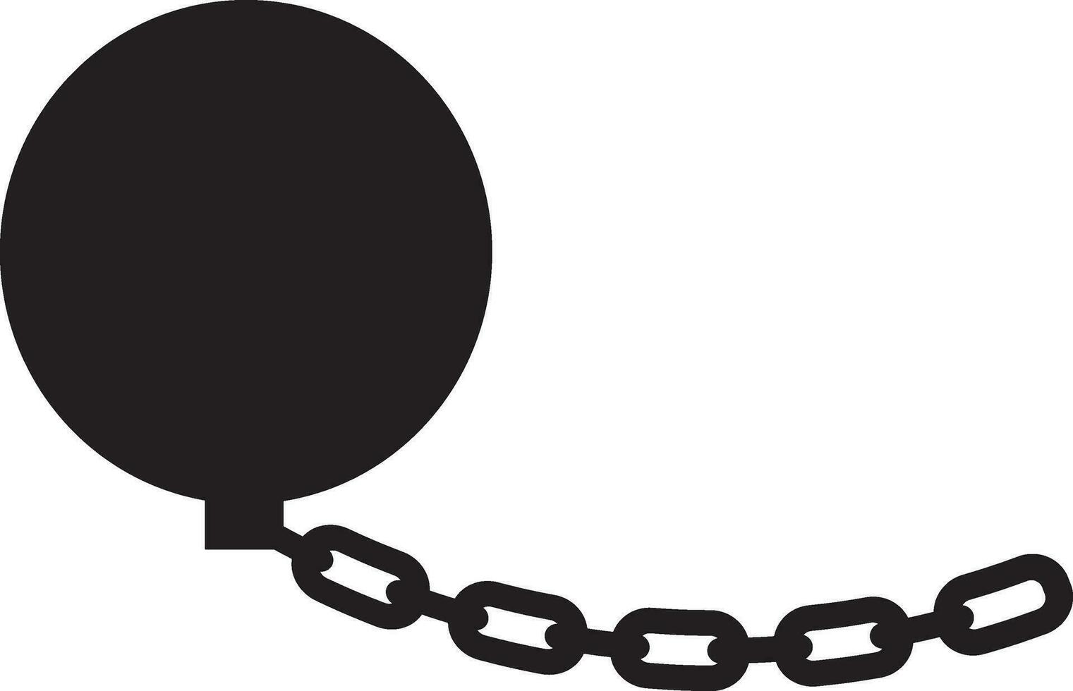 Black ball with chain on white background. vector