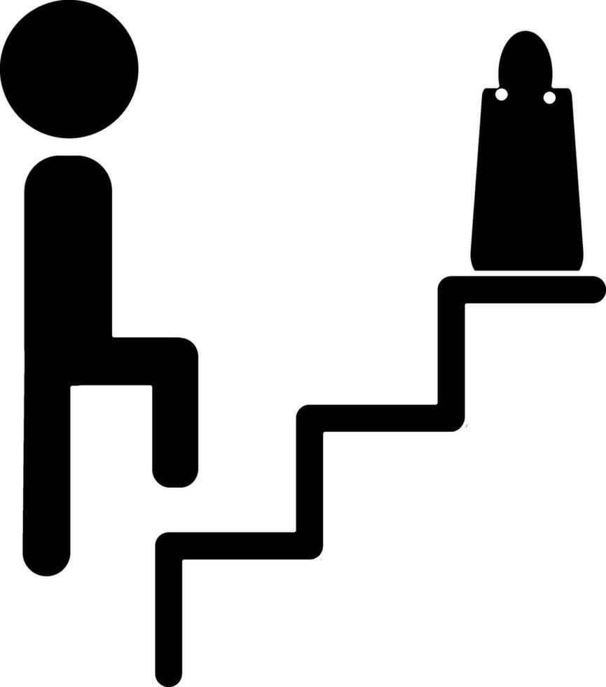 Character of man climbing stair with bag. vector