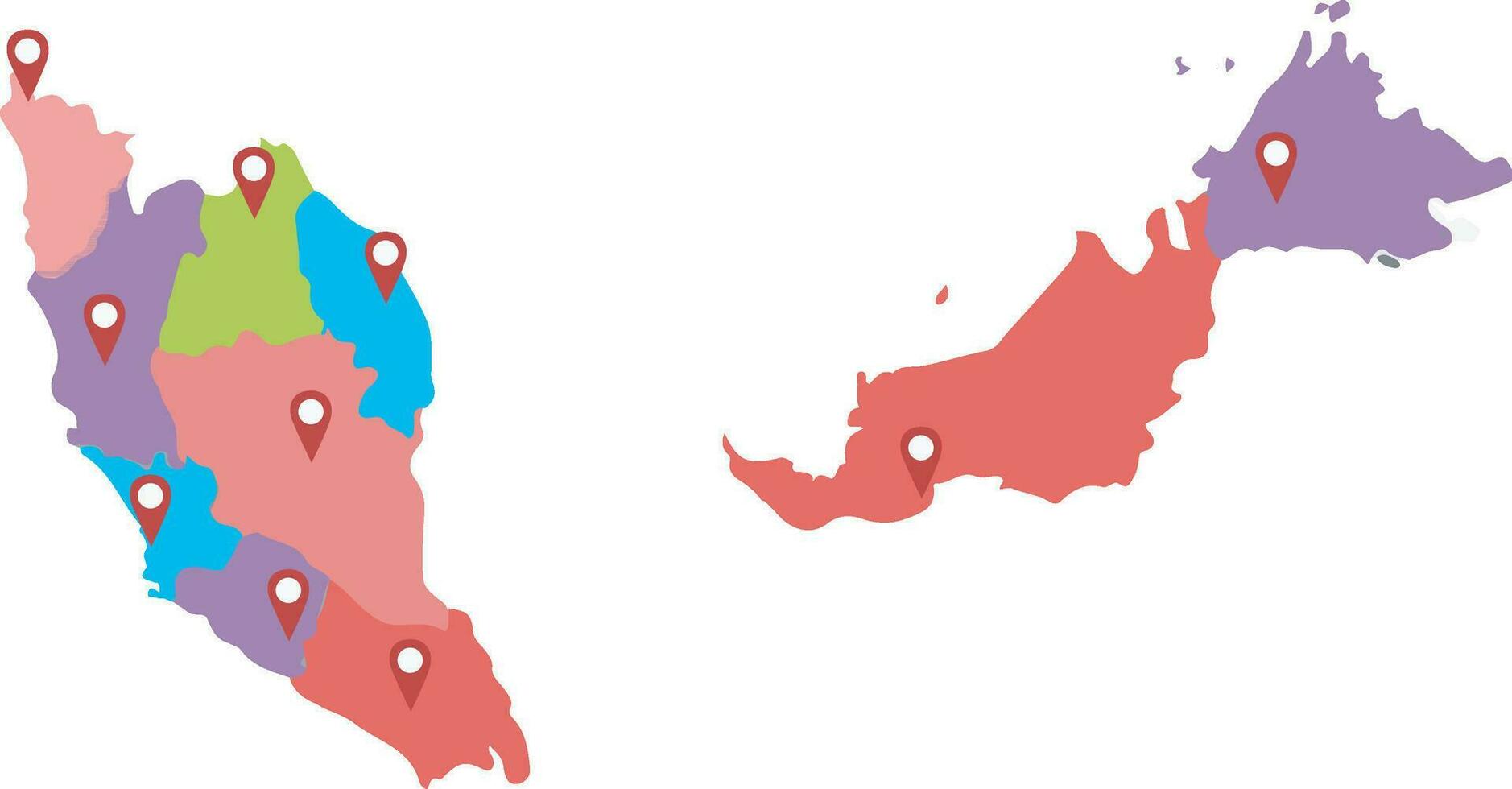 estado mascota de Malasia mapas en azul color vector