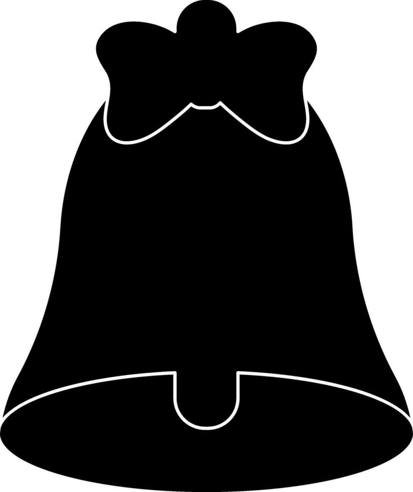 Black jingle bell decorated with bow. vector