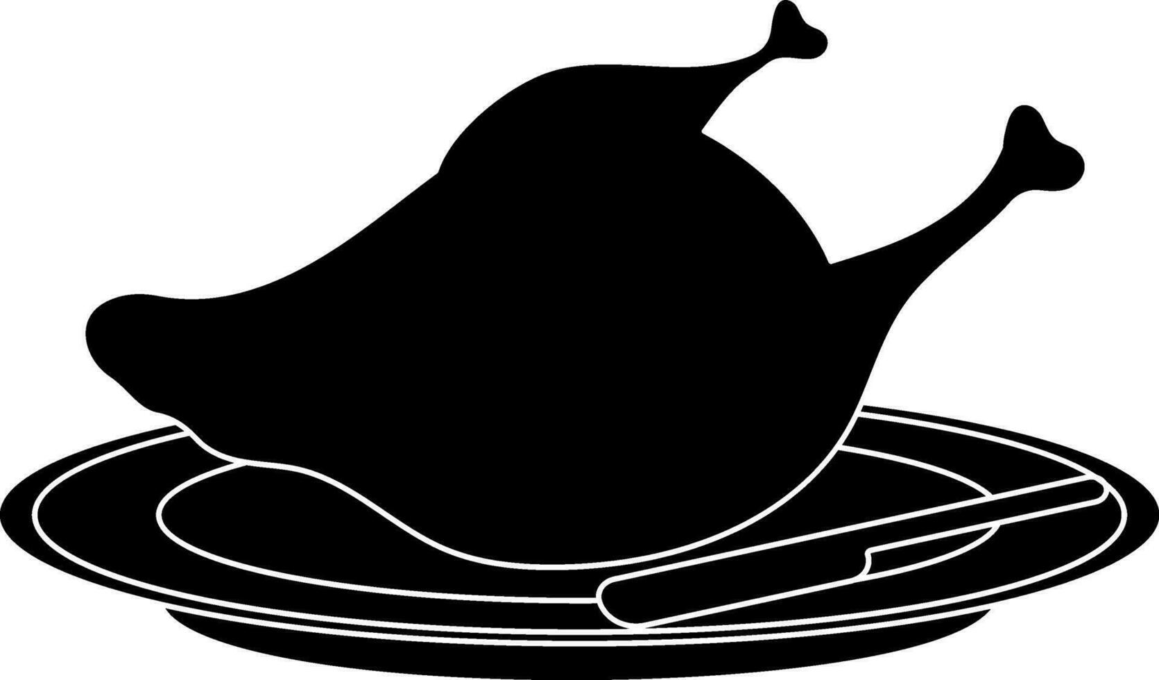 Black and white chicken on plate. vector