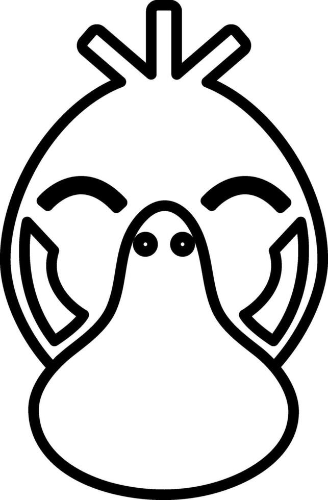 Flat style psyduck made by black line art. vector
