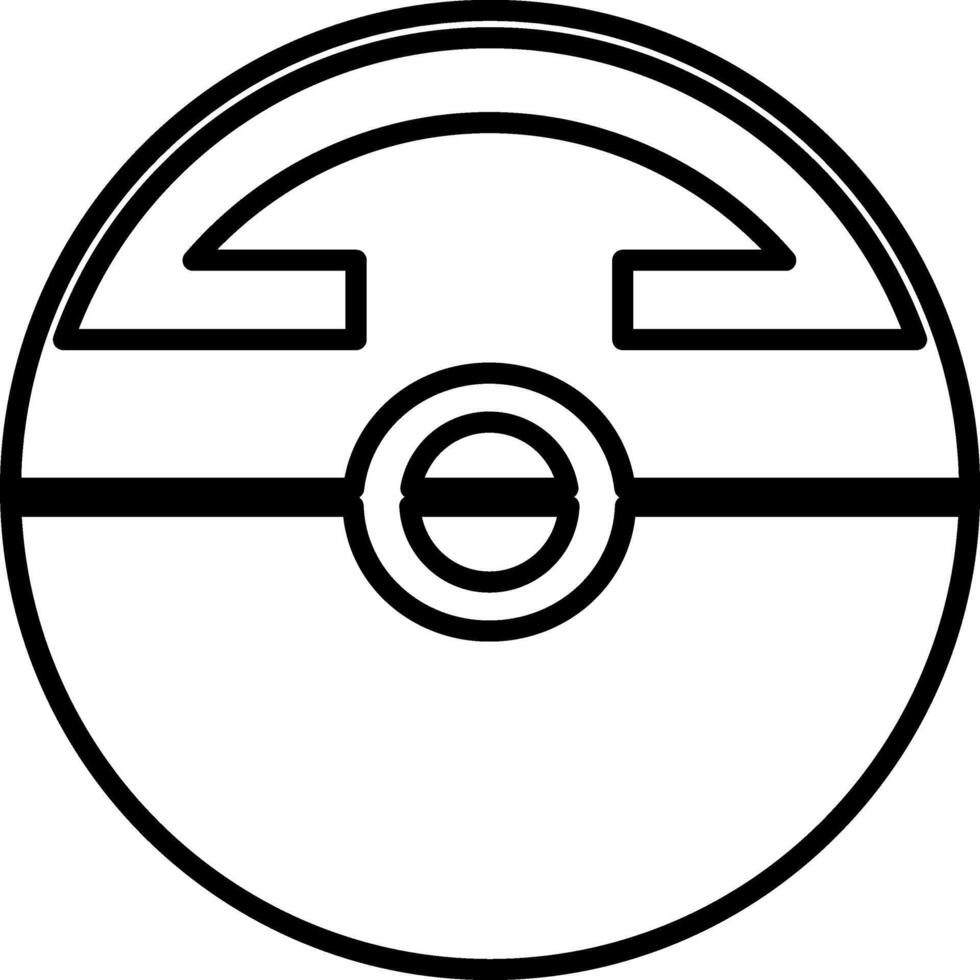Flat style pokeball made by black line art. vector