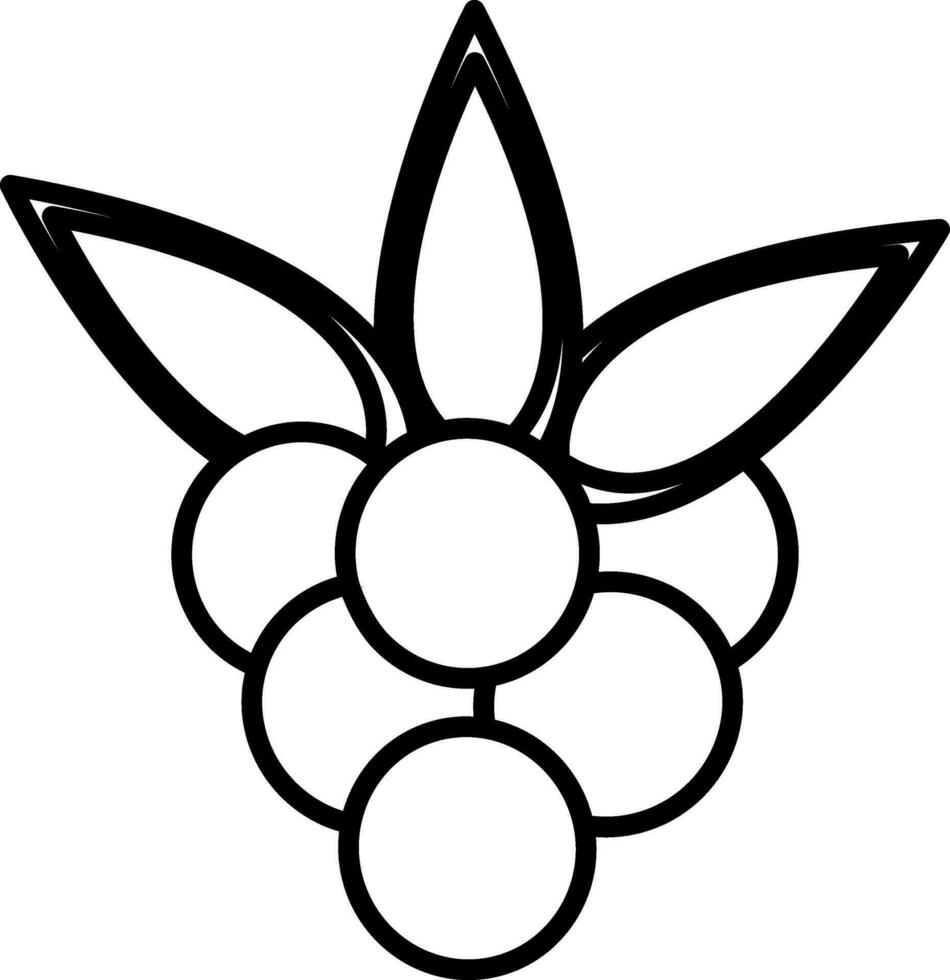 Leaves decorated razz berry in black line art. vector