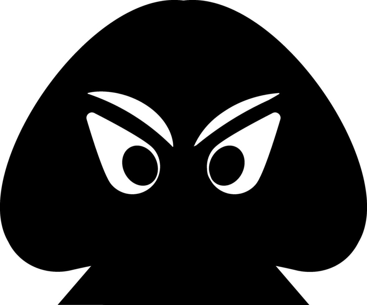 Mushroom face in black and white color. vector
