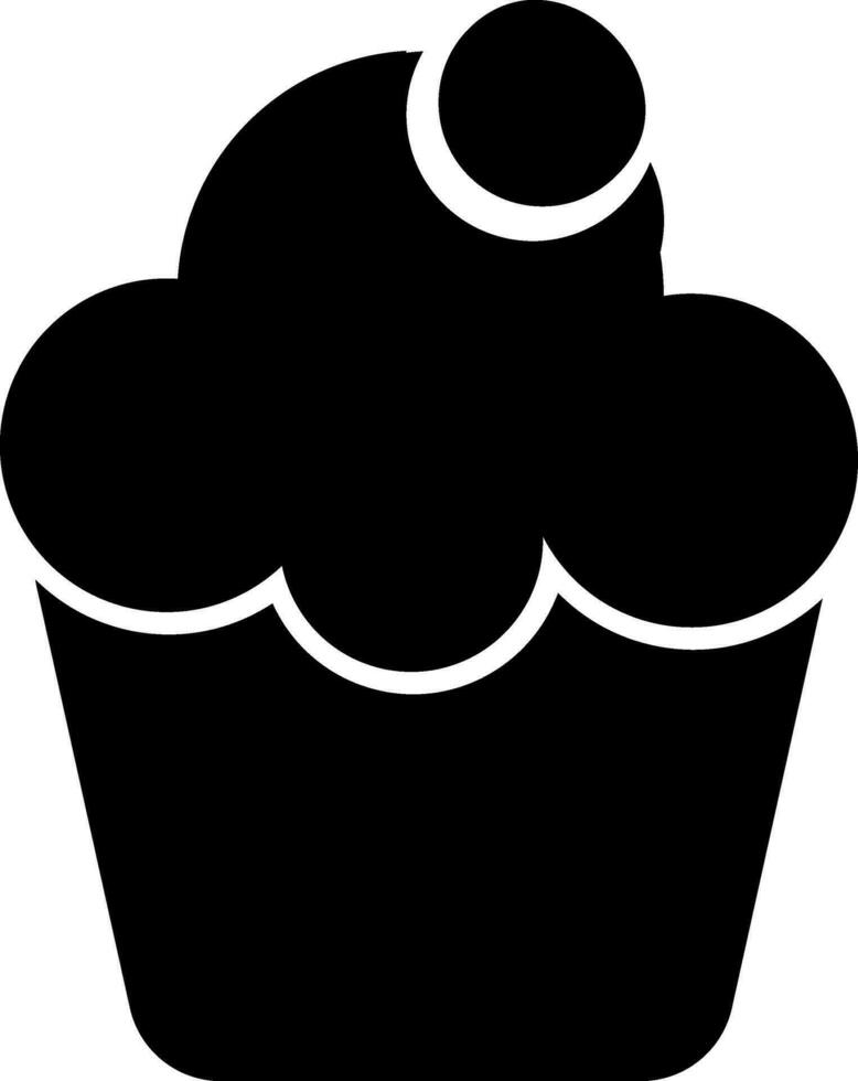 Black and white decorated cup cake. vector