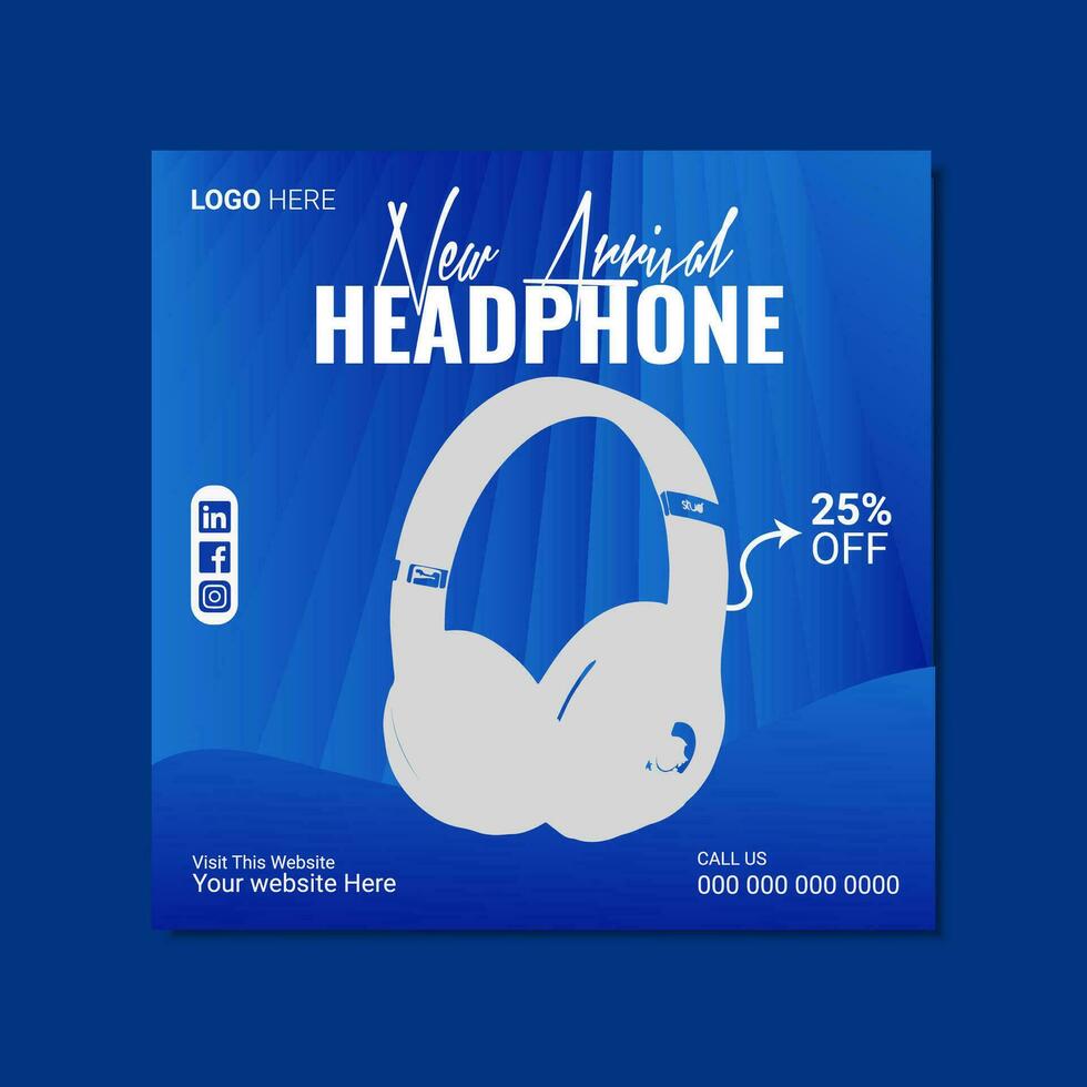 modern and stylish headphone sale social media post post or banner template vector