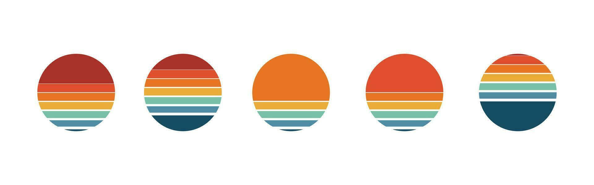 Set of round sunset badge design vector