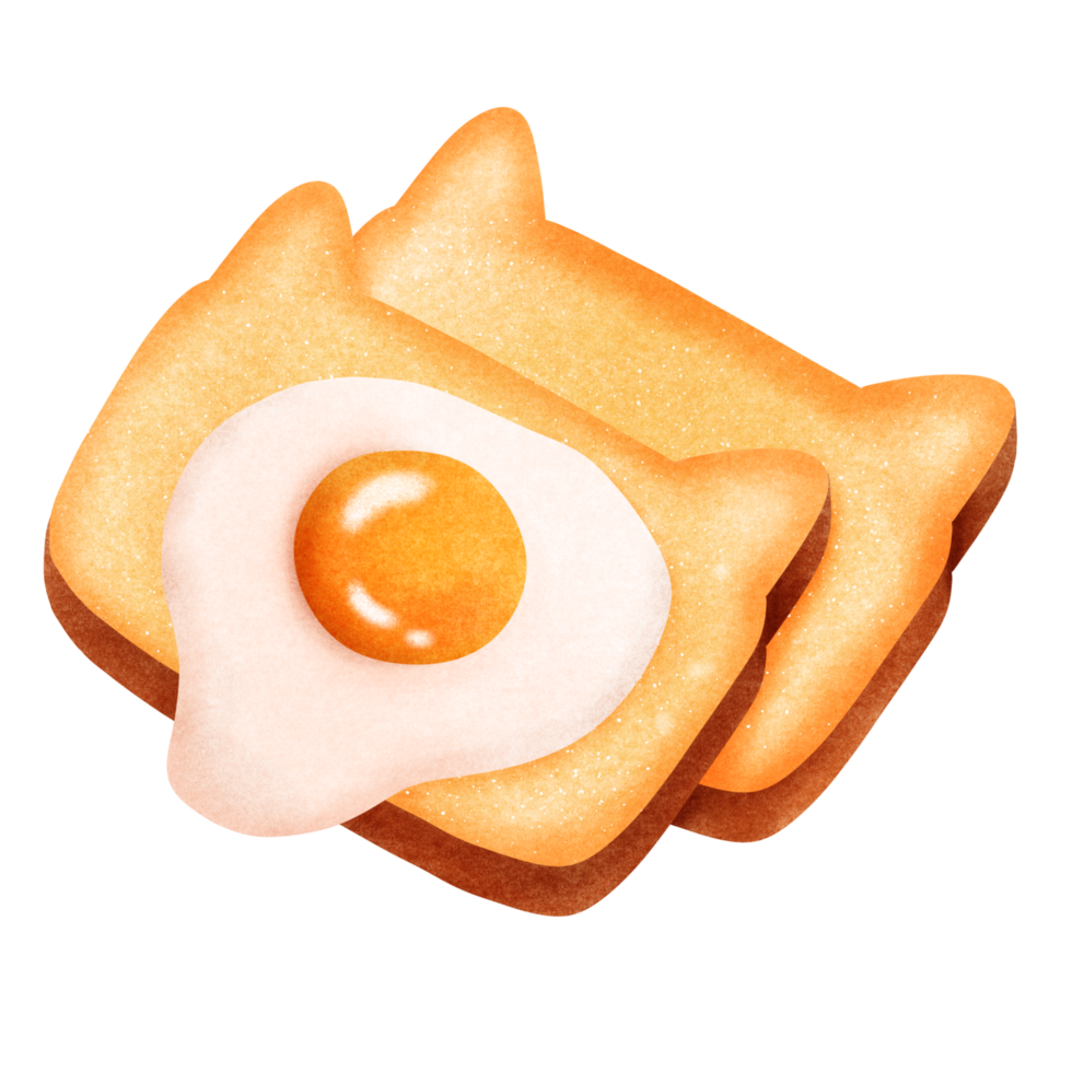 Cat bread with eggs for breakfast png