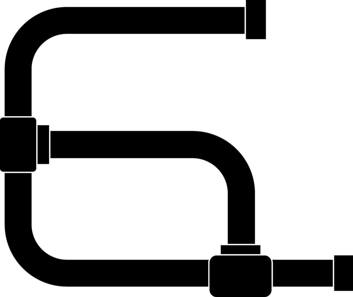 BW supply pipes. Glyph icon or symbol. vector