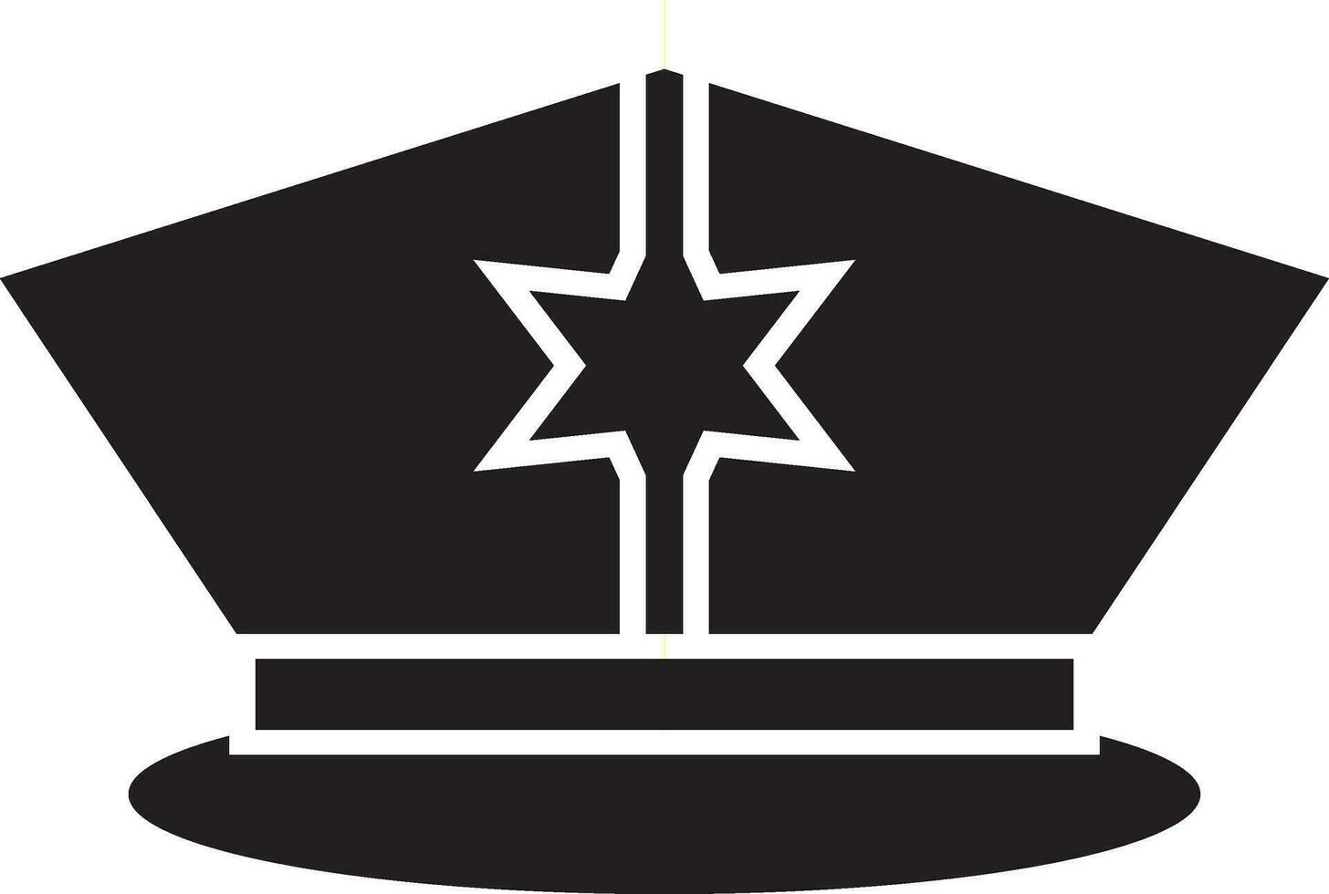 BW police hat with star badge. vector