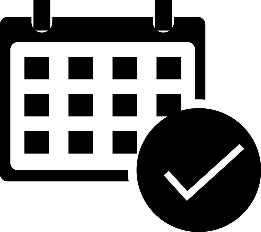 BW calendar with check mark. vector