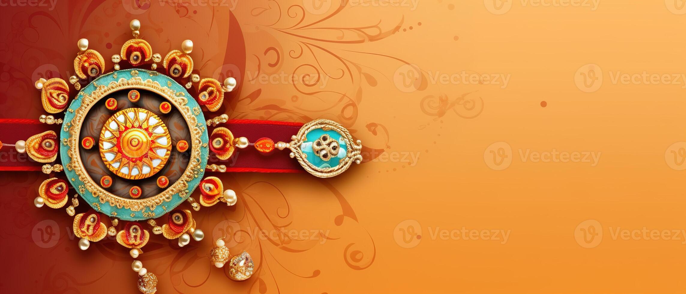 Rakhi Festival Background Design with Creative Rakhi Illustration. . photo