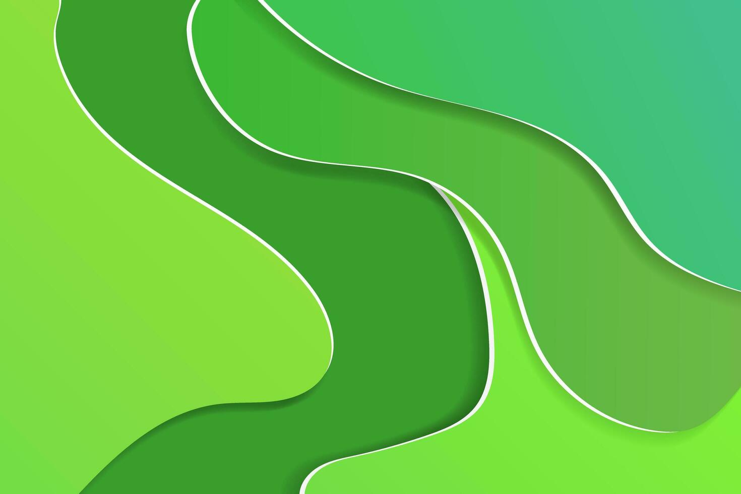 Green curve paper layered abstract background vector