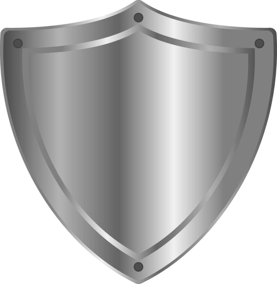 3d metal shield icon vector