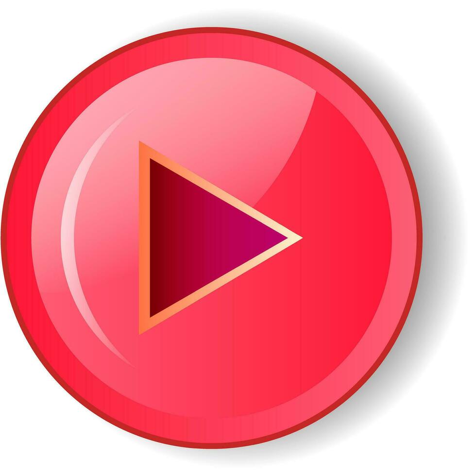 Modern red video play button icon vector