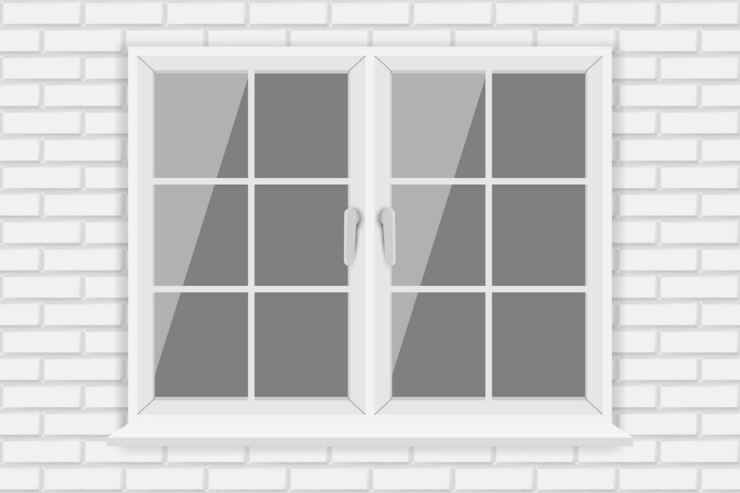 White window frame on brick wall vector