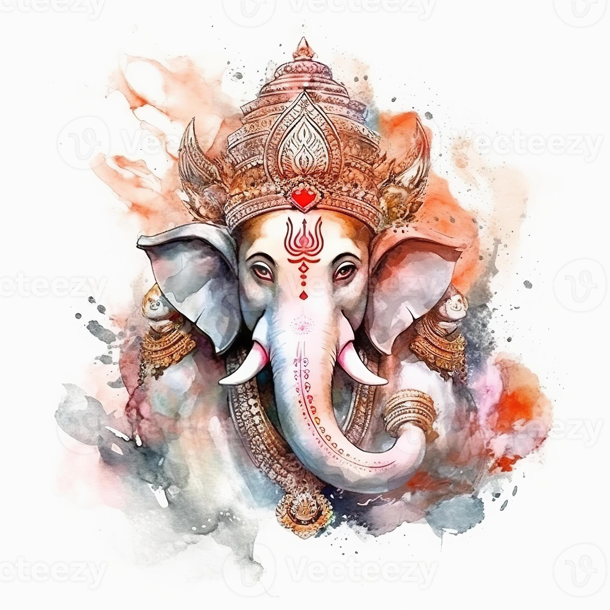 Illustration of Lord Ganesha for Ganesh Chaturthi with background ...