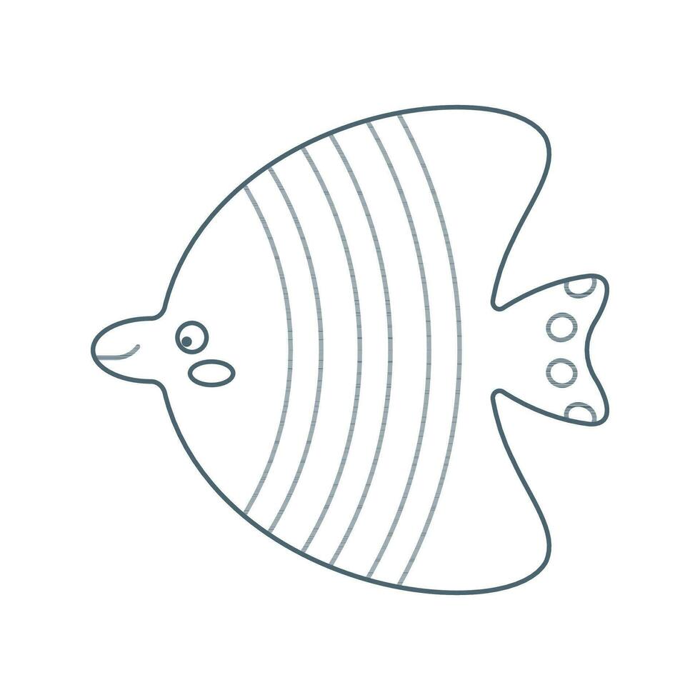 Colorful fish, sea animal. An inhabitant of the sea world, a cute underwater creature. Line art. vector