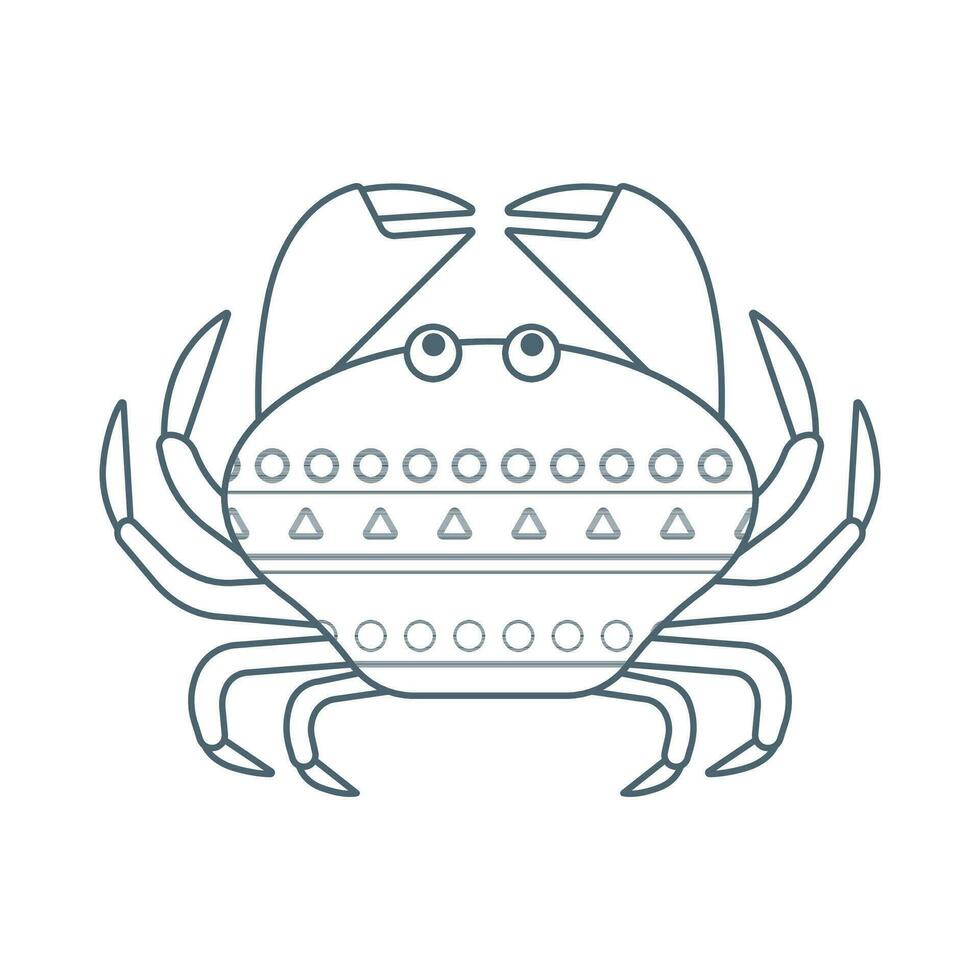 Crab, sea animal. An inhabitant of the sea world, a cute underwater creature. Line art. vector