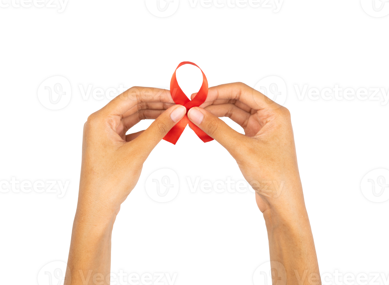 Two hand create HIV AIDS ribbon bow symbol png