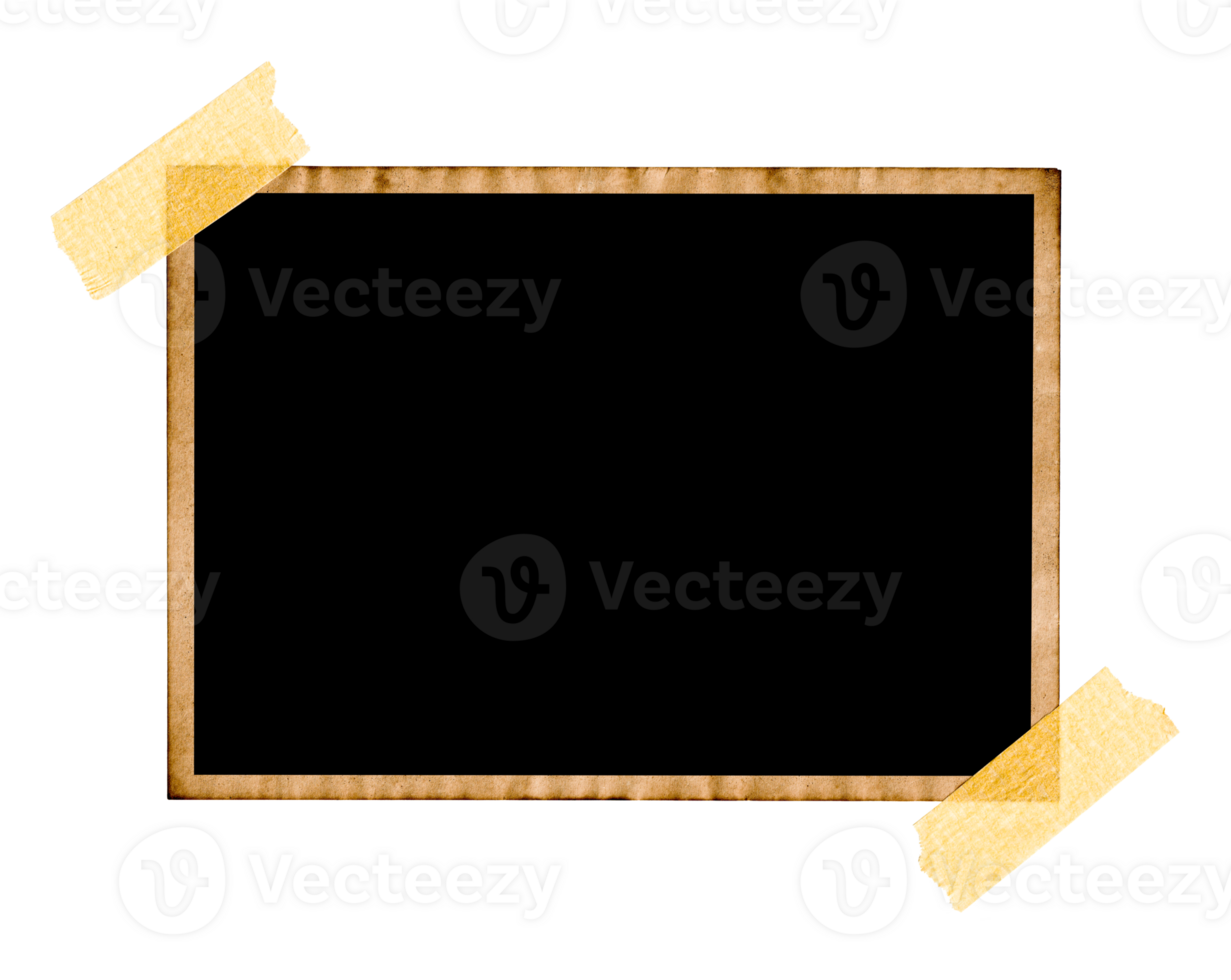 Old post card frame with tape png