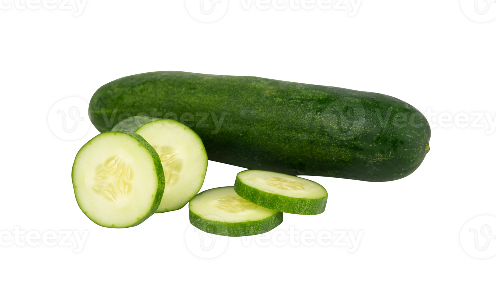 slice of cucumber isolated. Fresh green vegetable food png