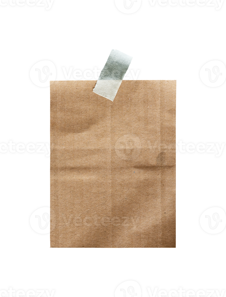 Cardboard note paper with tape isolated png