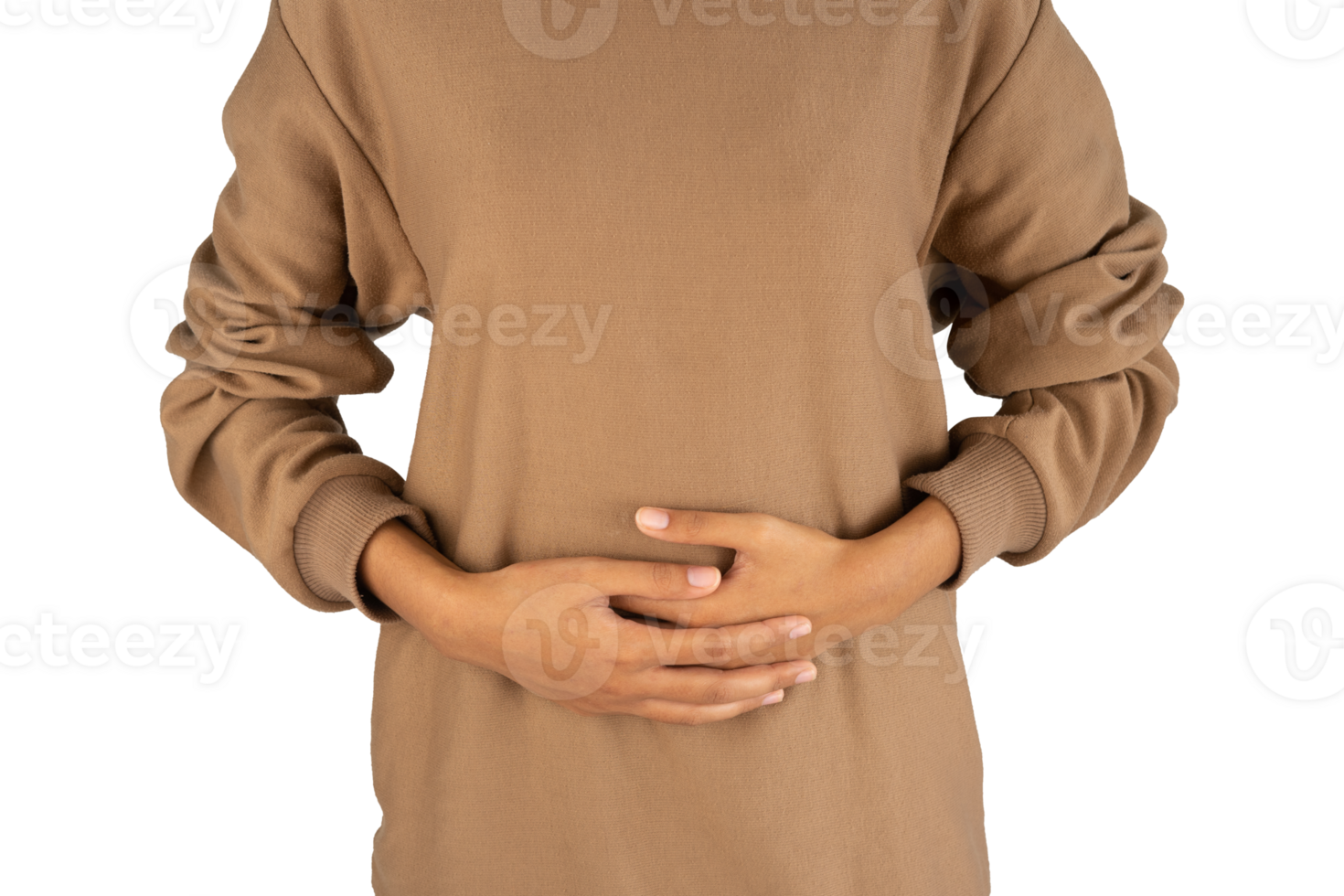 The woman holds the belly with both hands png