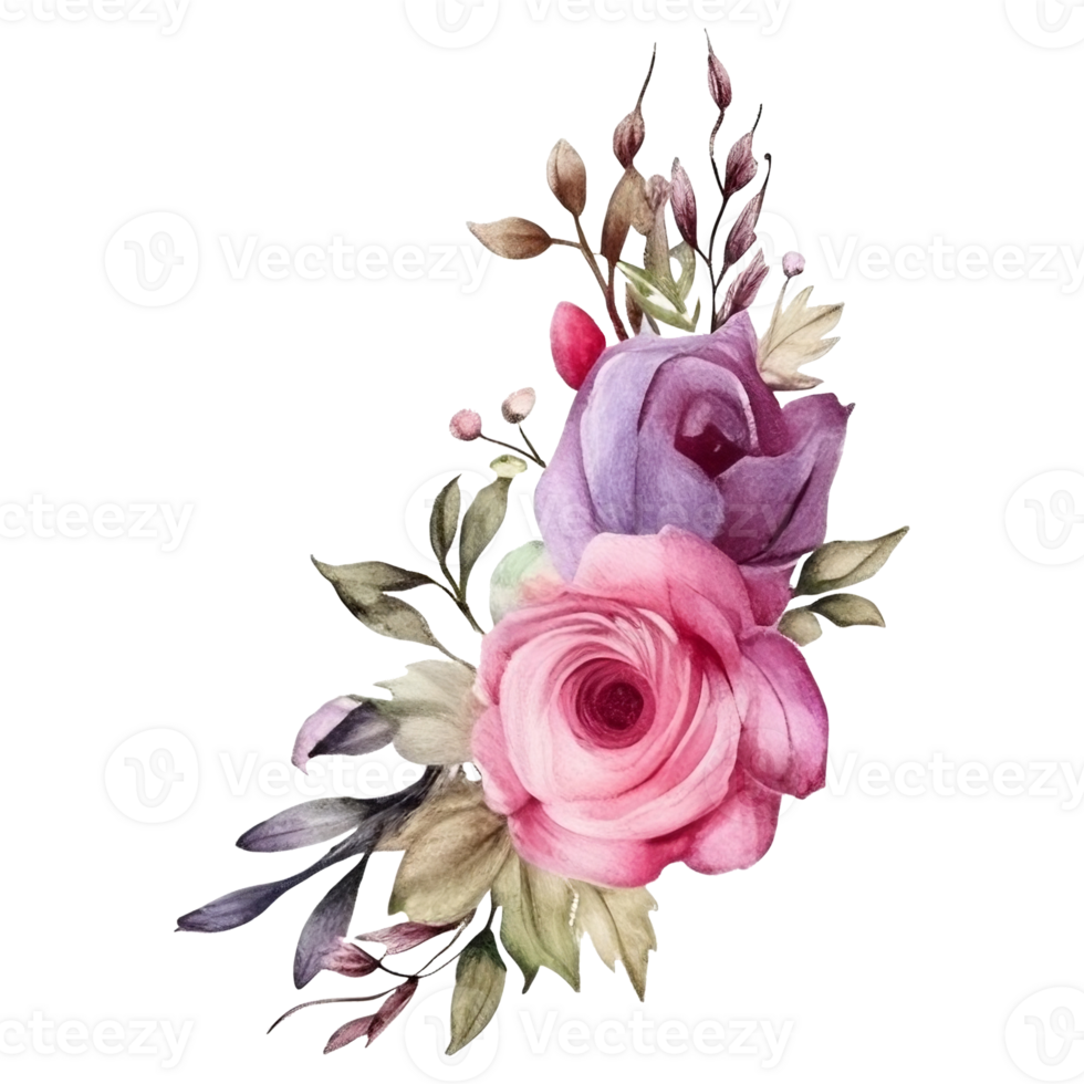 wreath Botanical with rose violet png