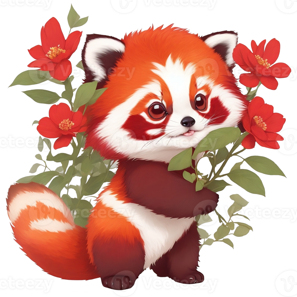 Red panda Cartoon character, illustration for childrens AI Generative png