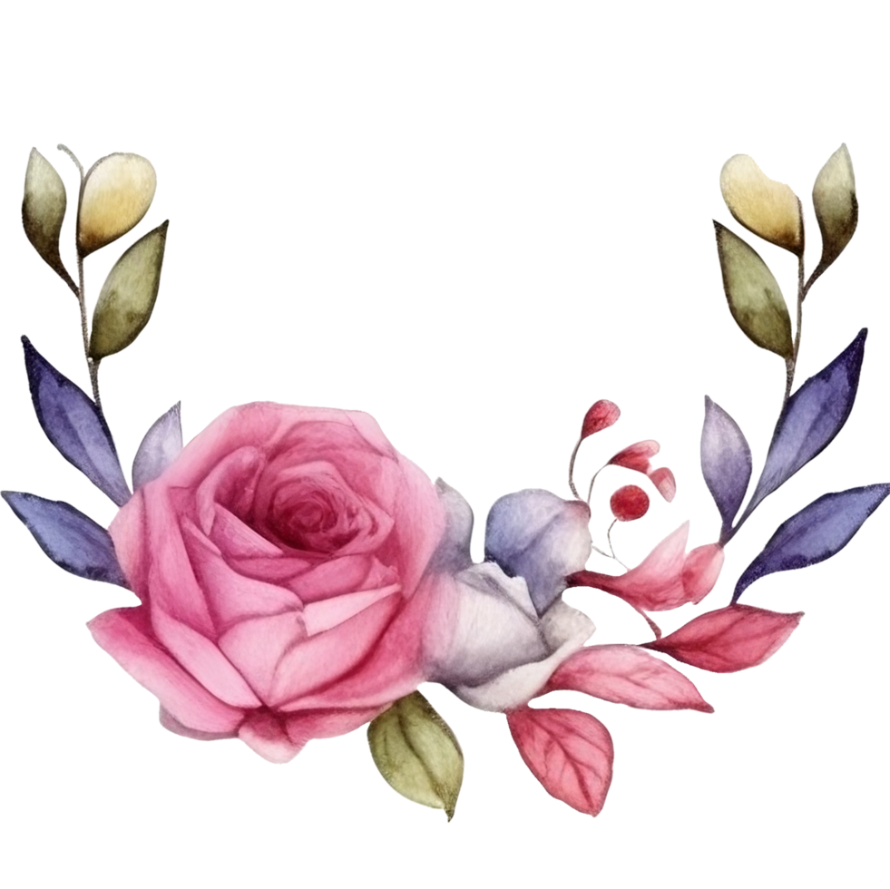 wreath Botanical with rose violet png