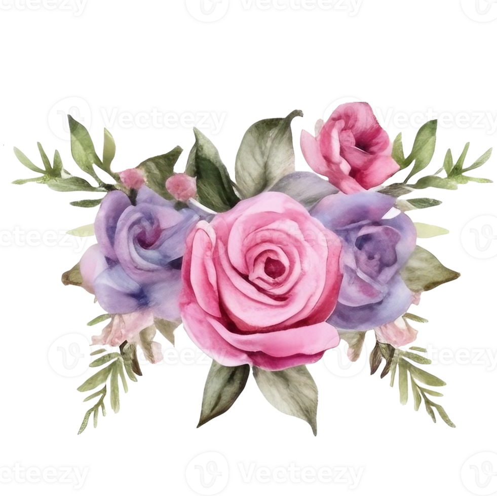 wreath Botanical with rose violet png