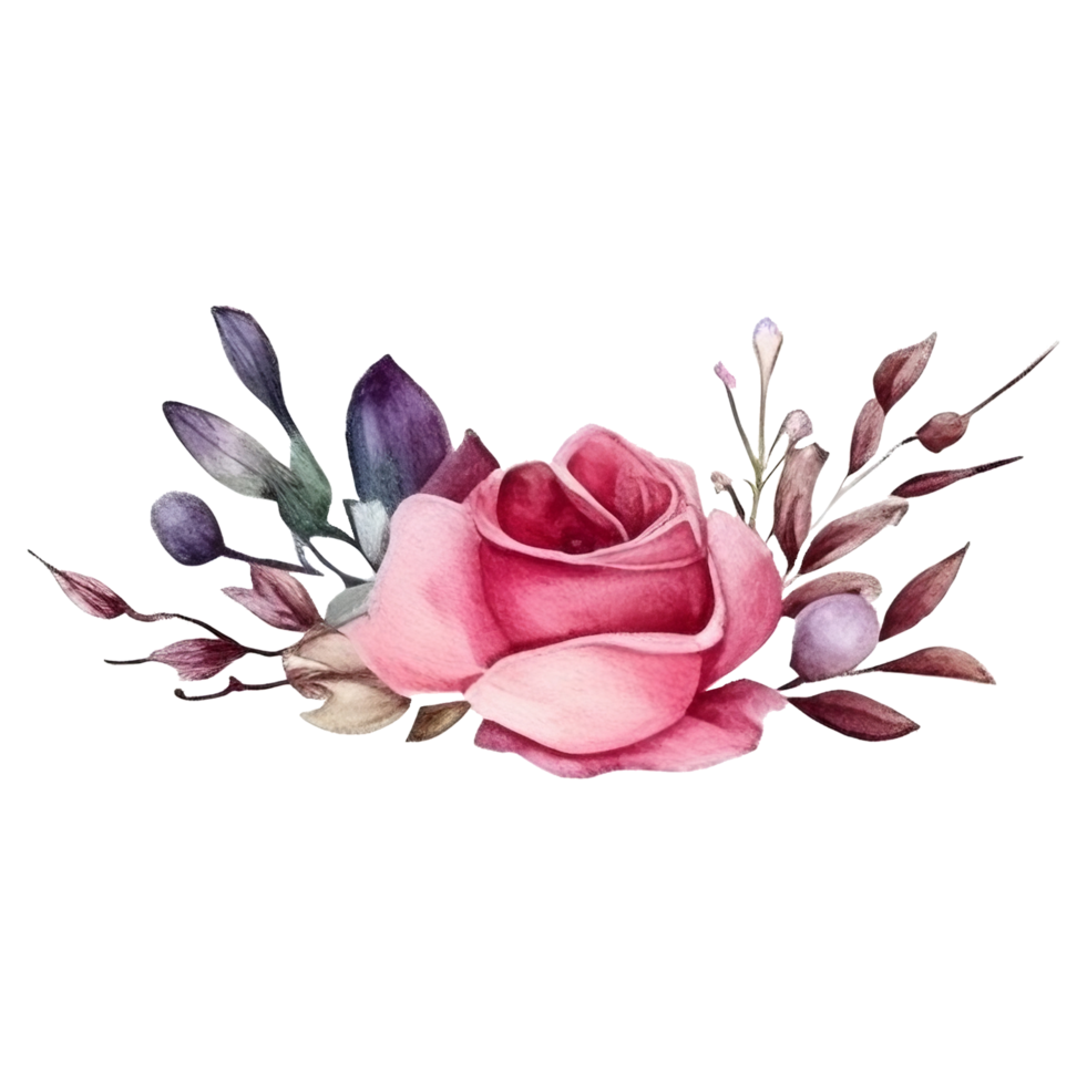 wreath Botanical with rose violet png