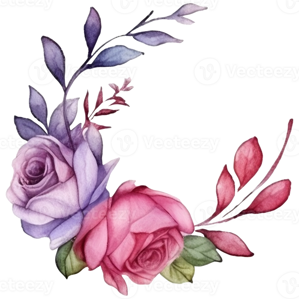 wreath Botanical with rose violet png