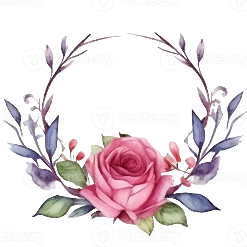 wreath Botanical with rose violet png